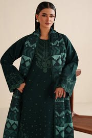 Farasha Winter Spell Embroidered Khaddar Unstitched 3Pc Suit - Opera