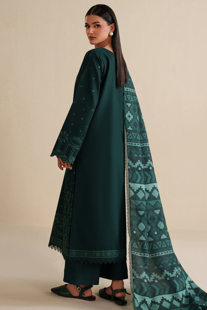 Farasha Winter Spell Embroidered Khaddar Unstitched 3Pc Suit - Opera