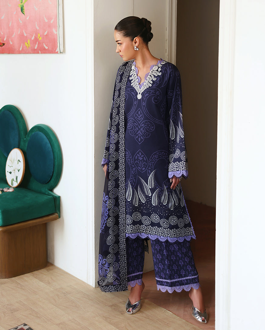 Roheenaz Eclat Gerden Printed Lawn Unstitched 3Pc Suit - ORCHID GARDEN