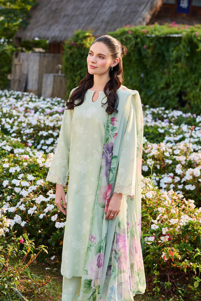 Farasha Summer Escape Embroidered Lawn Unstitched 3Pc Suit - Orchid Leaf