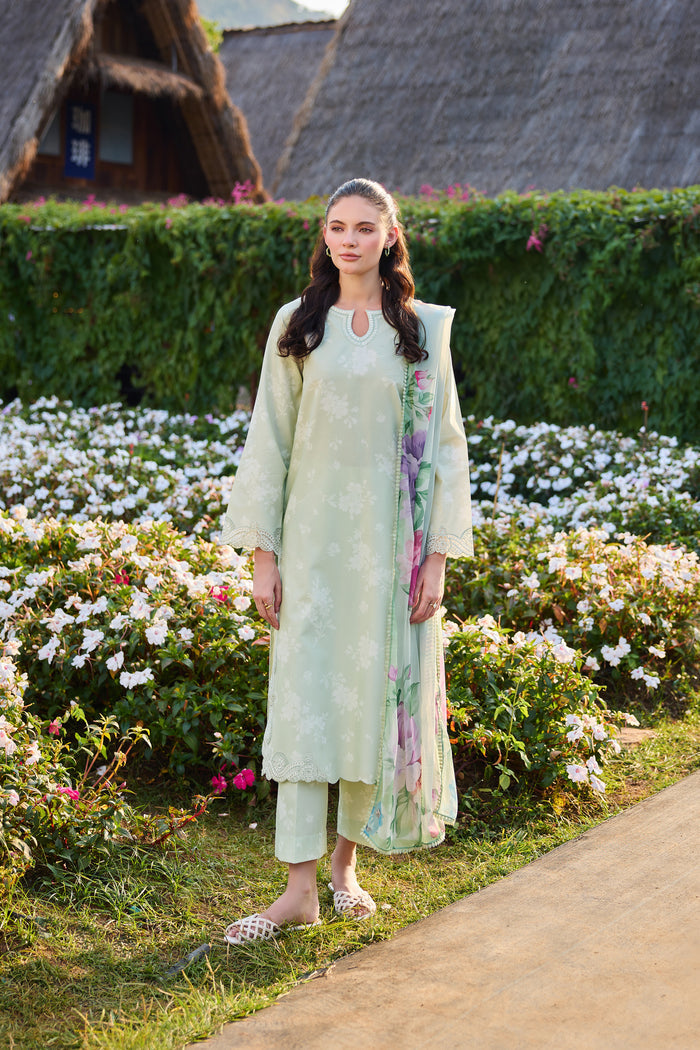 Farasha Summer Escape Embroidered Lawn Unstitched 3Pc Suit - Orchid Leaf