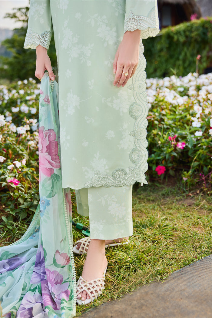 Farasha Summer Escape Embroidered Lawn Unstitched 3Pc Suit - Orchid Leaf