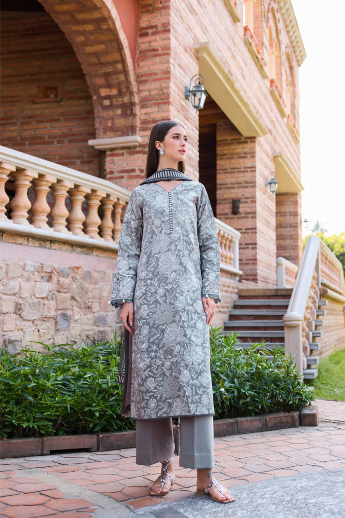 Farasha Sorine Summer Embroidered Lawn Unstitched 3Pc Suit - Orchid Night