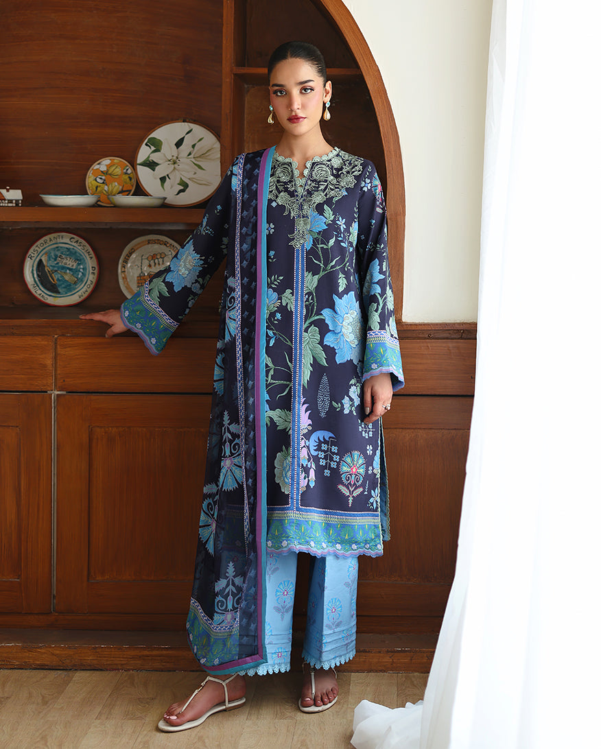 Roheenaz Eclat Gerden Printed Lawn Unstitched 3Pc Suit - ORCHID MEADOW