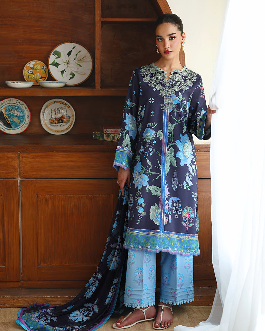 Roheenaz Eclat Gerden Printed Lawn Unstitched 3Pc Suit - ORCHID MEADOW
