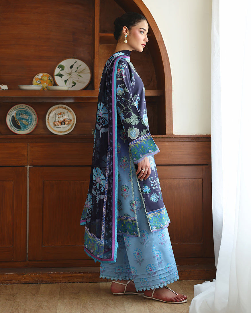 Roheenaz Eclat Gerden Printed Lawn Unstitched 3Pc Suit - ORCHID MEADOW