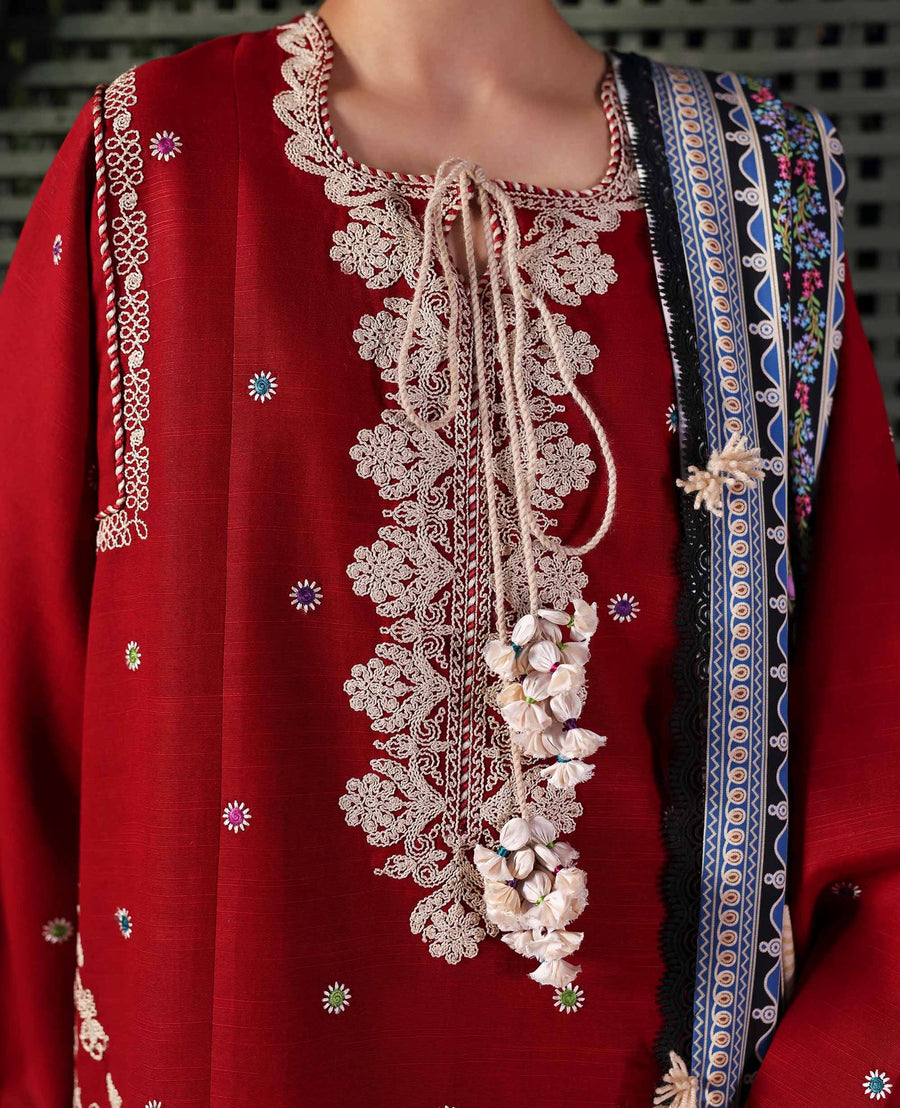 Republic Womenswear Amaris Unstitched Khaddar 3Pc Suit D-13 Orlena