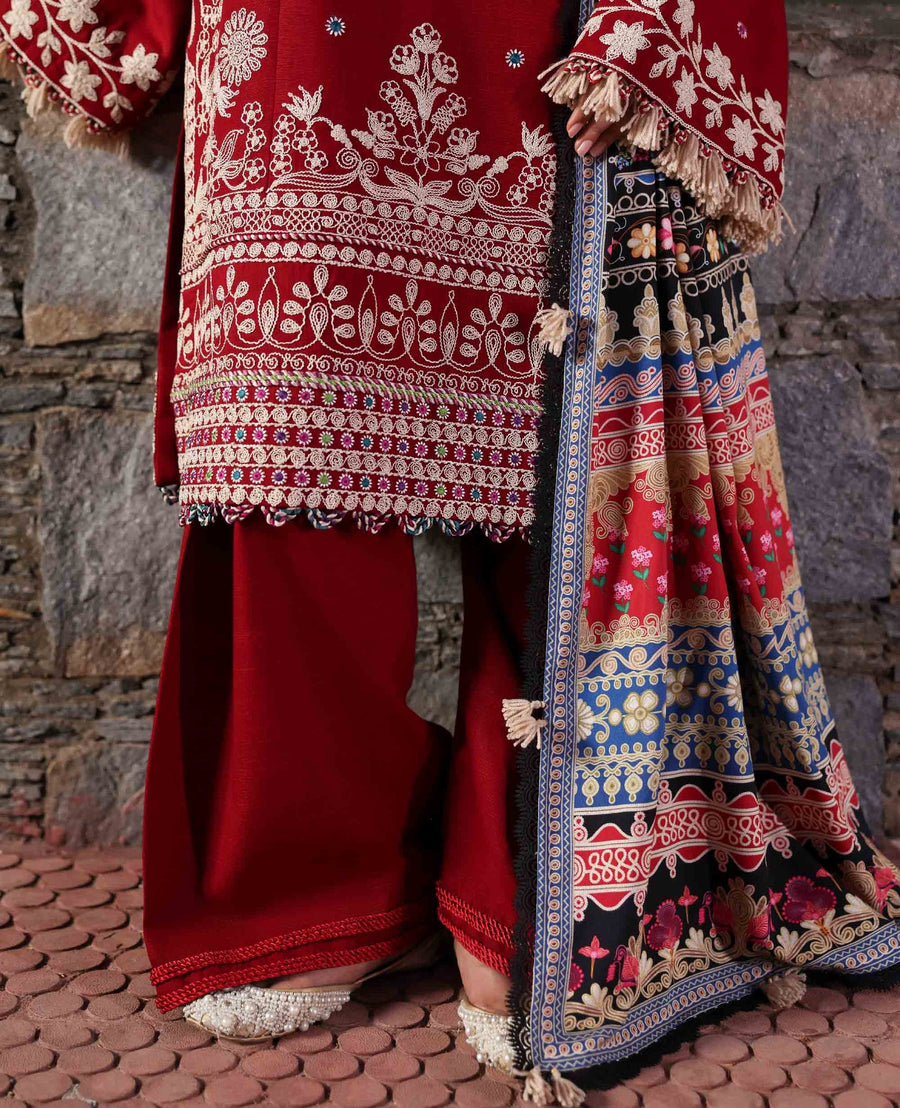 Republic Womenswear Amaris Unstitched Khaddar 3Pc Suit D-13 Orlena