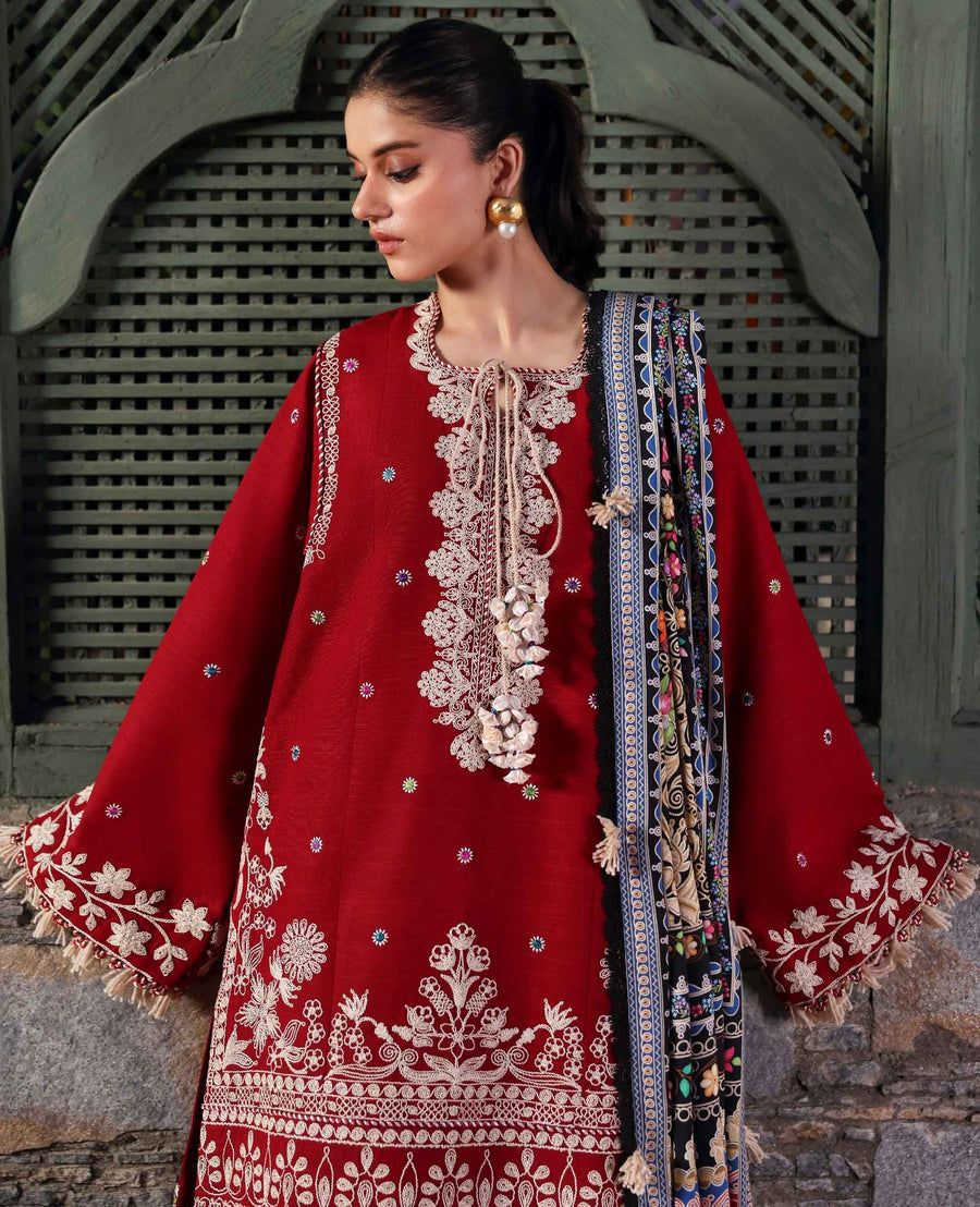 Republic Womenswear Amaris Unstitched Khaddar 3Pc Suit D-13 Orlena