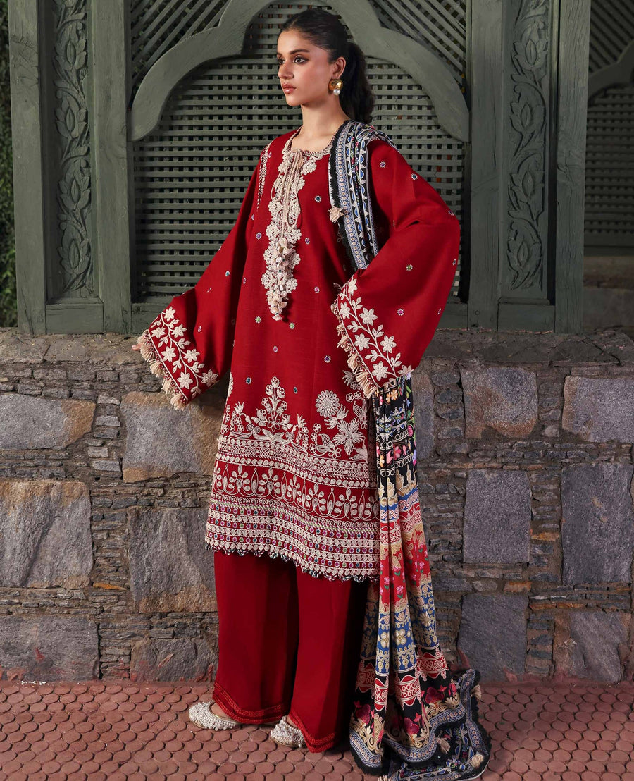 Republic Womenswear Amaris Unstitched Khaddar 3Pc Suit D-13 Orlena