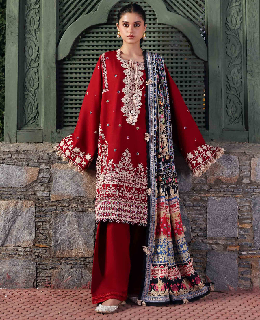 Republic Womenswear Amaris Unstitched Khaddar 3Pc Suit D-13 Orlena