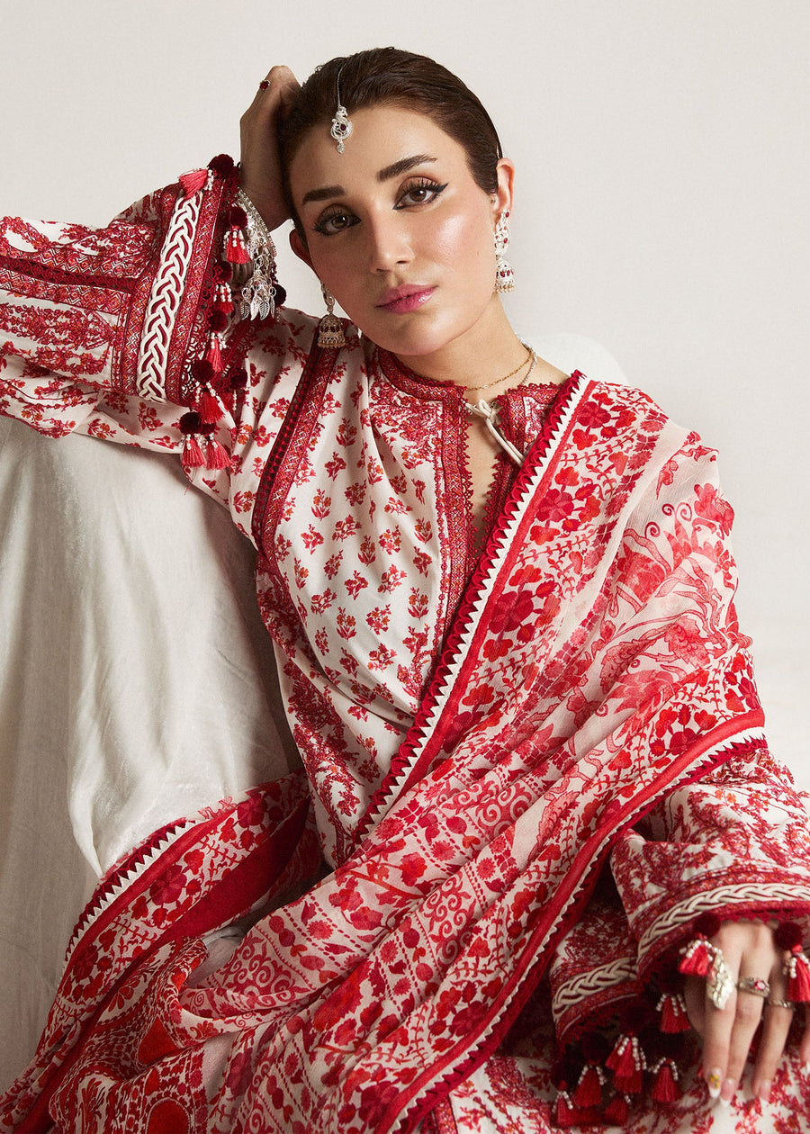 Hussain Rehar Embroidered Luxury Lawn Unstitched 3Pc Suit D-04 ORO