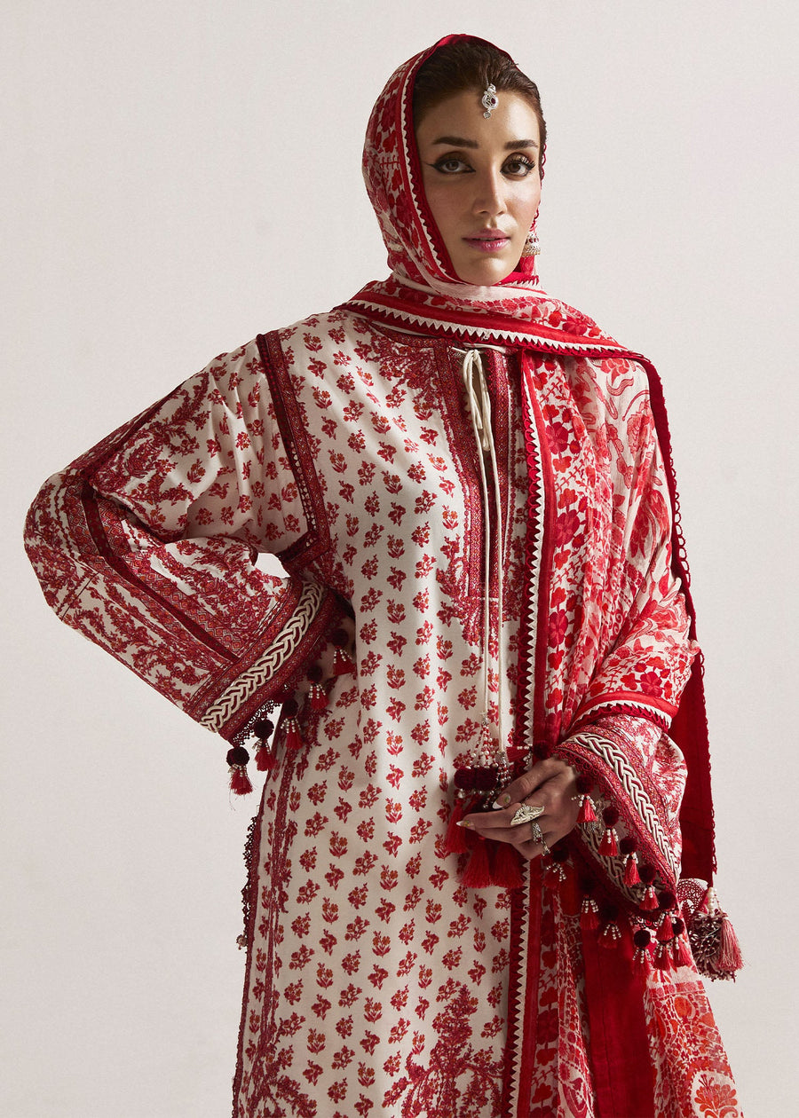 Hussain Rehar Embroidered Luxury Lawn Unstitched 3Pc Suit D-04 ORO