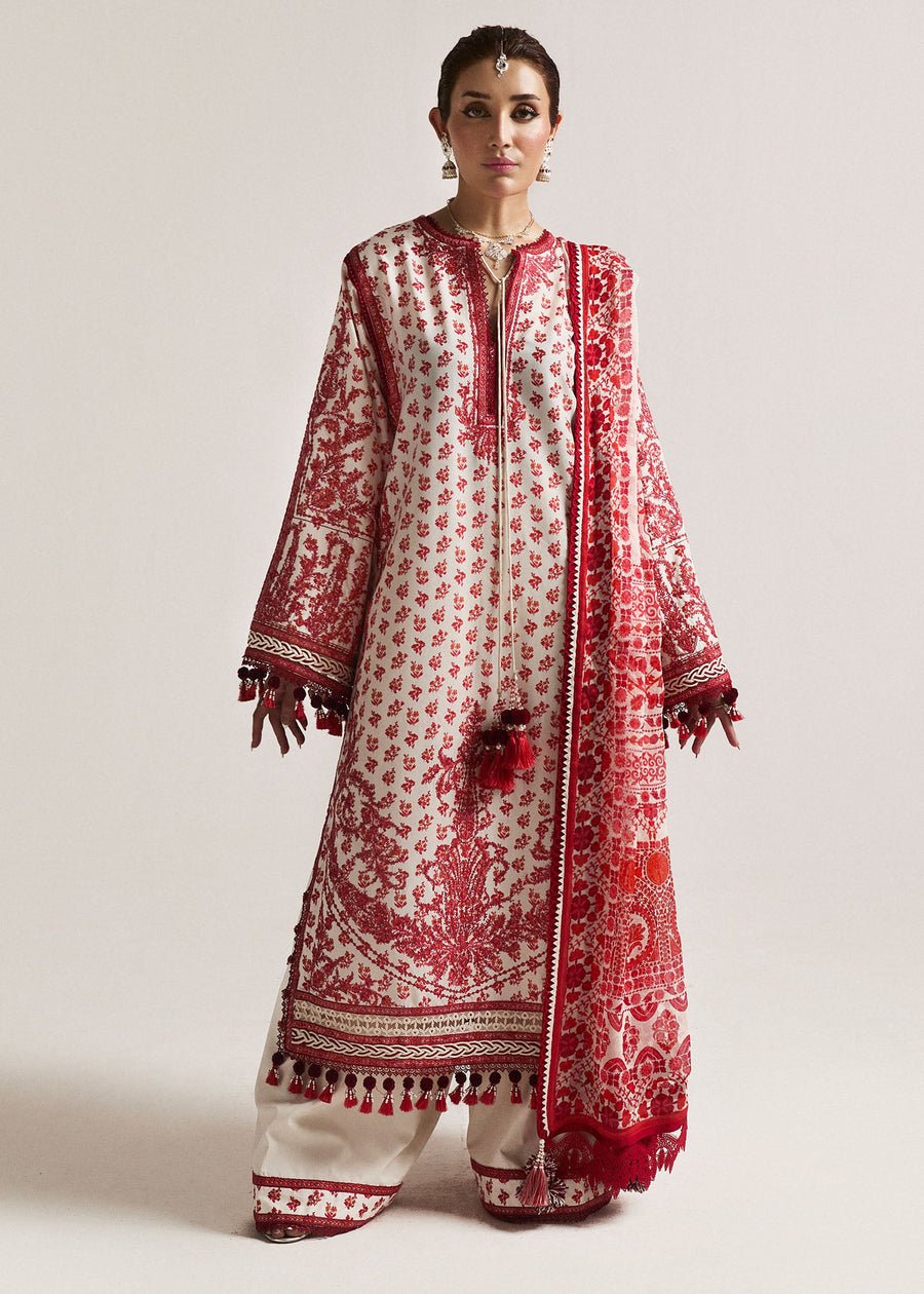 Hussain Rehar Embroidered Luxury Lawn Unstitched 3Pc Suit D-04 ORO