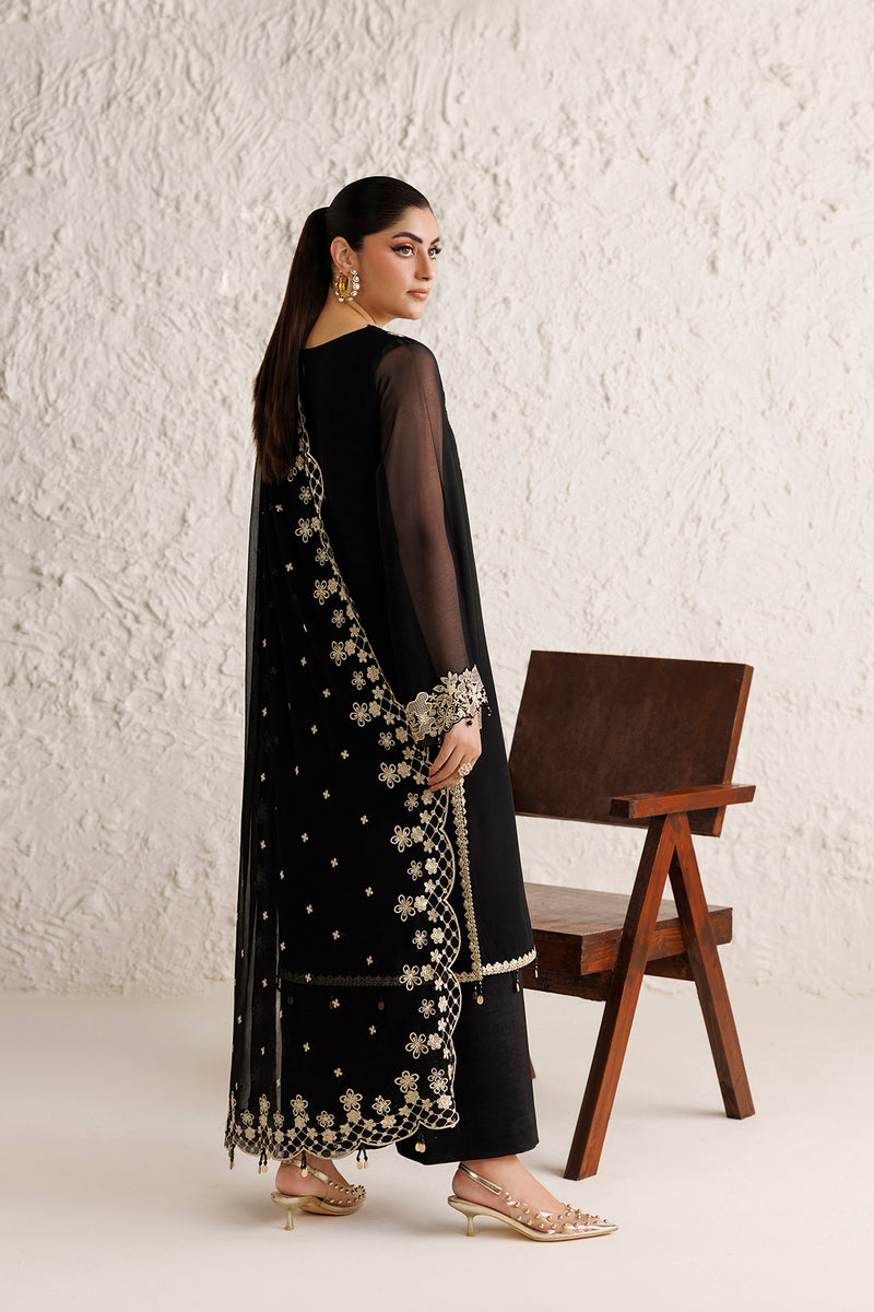 Farasha Luxury Formal Embroidered Chiffon Unstitched 3Pc Suit - Orvelia