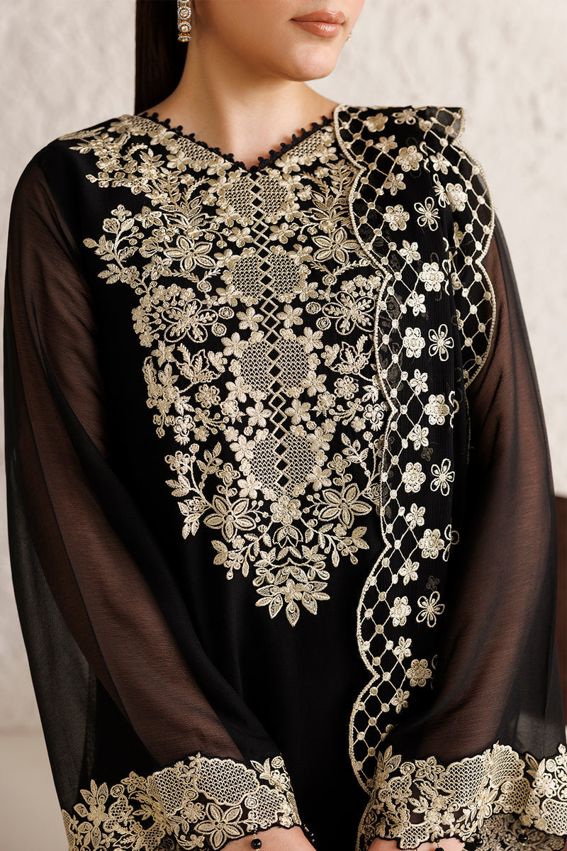 Farasha Luxury Formal Embroidered Chiffon Unstitched 3Pc Suit - Orvelia