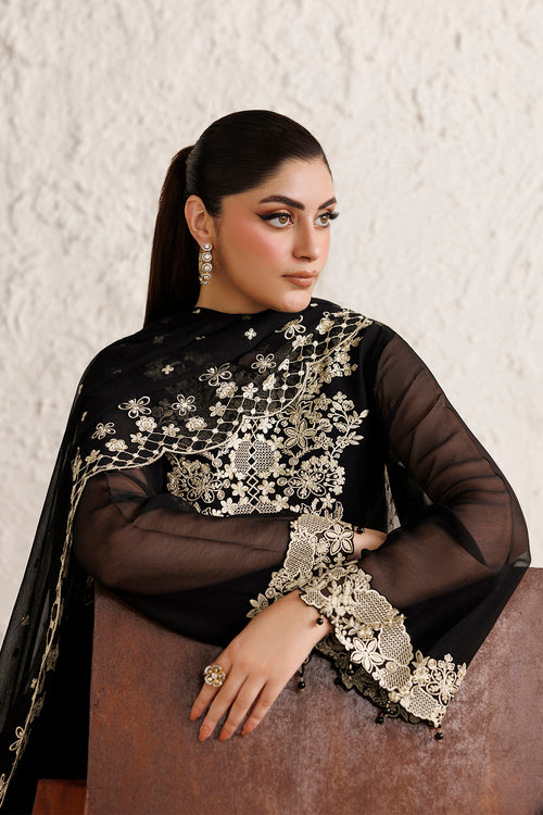 Farasha Luxury Formal Embroidered Chiffon Unstitched 3Pc Suit - Orvelia