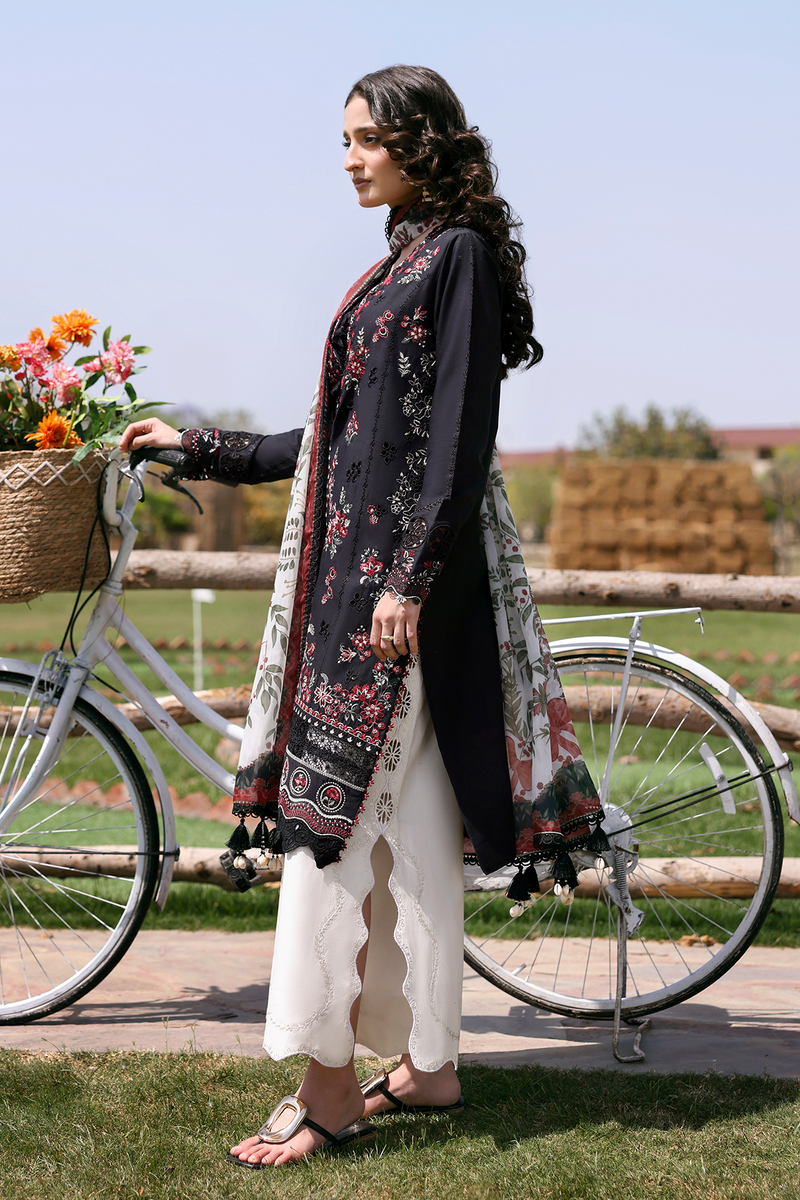 Zarposh Summer Soiree Embroidered Luxury Lawn Unstitched 3Pc Suit - Osyra
