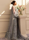 Sadaf Fawad Khan Siraa Embroidered Net Unstitched 3Pc Suit - Overcast Whisper