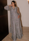 Sadaf Fawad Khan Siraa Embroidered Net Unstitched 3Pc Suit - Overcast Whisper