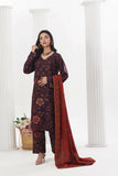 Feathers Digital Printed Dhanak Unstitched 3Pc Suit Oxblood Outback-FT797