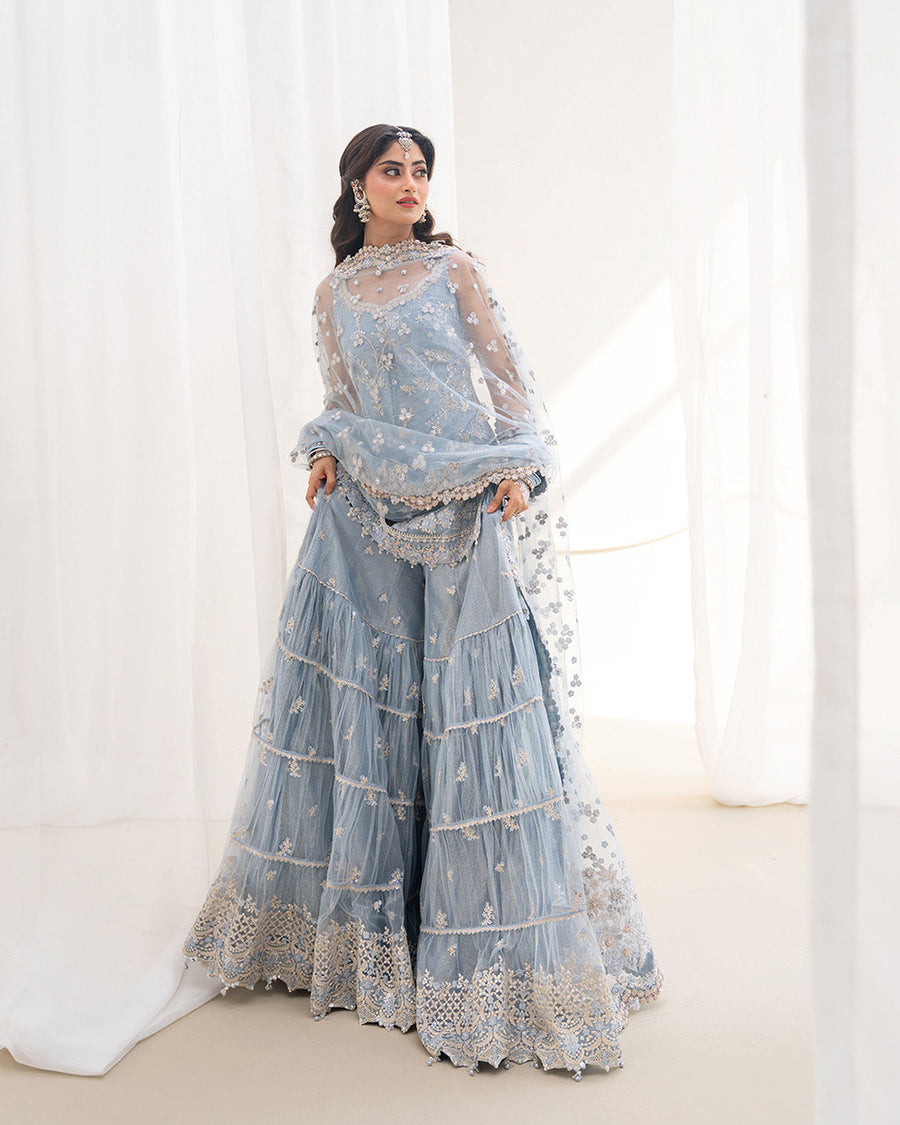 Rua by Faiza Saqlain Embroidered Net Unstitched 3Pc Suit - OYA