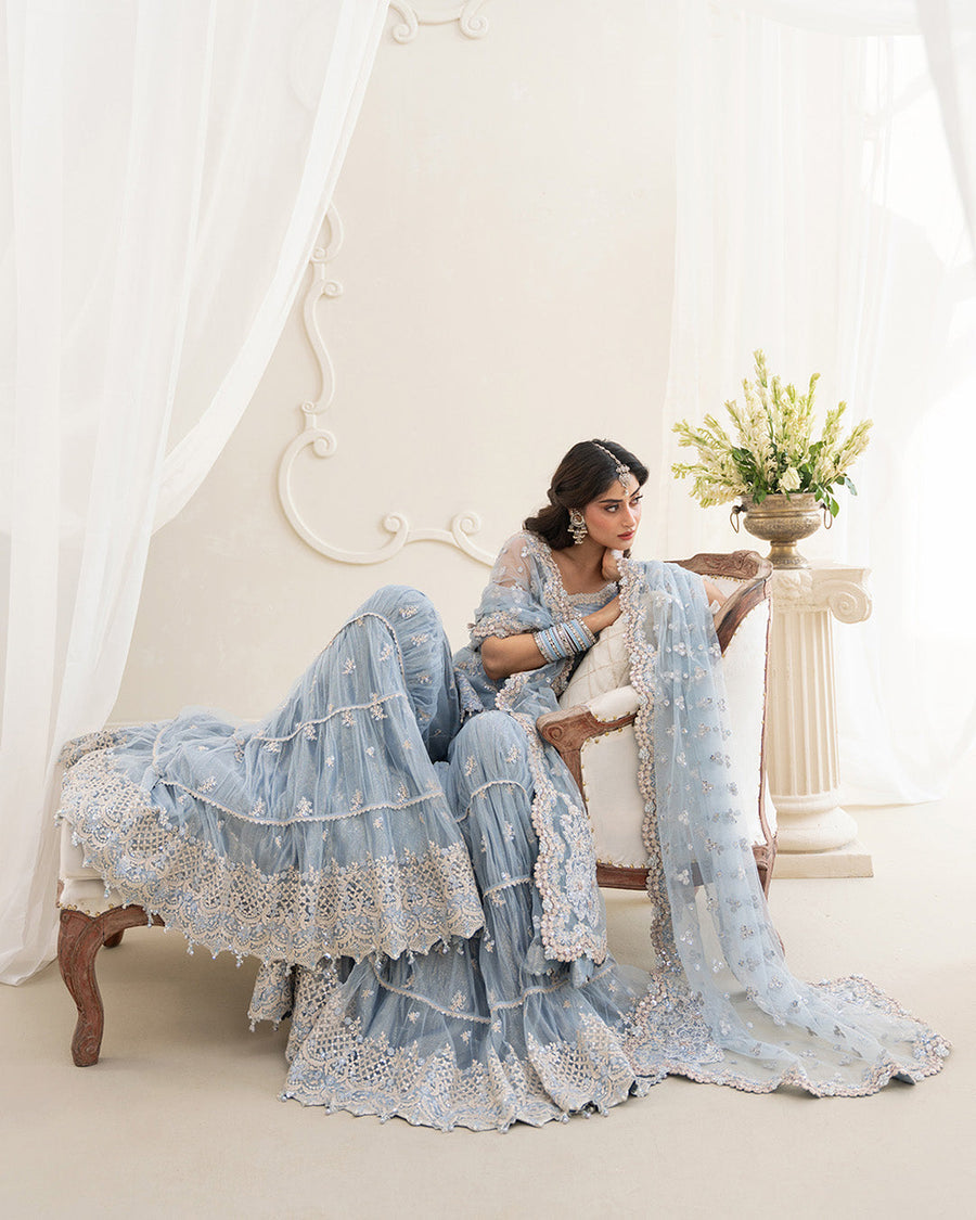 Rua by Faiza Saqlain Embroidered Net Unstitched 3Pc Suit - OYA