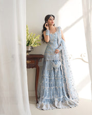 Rua by Faiza Saqlain Embroidered Net Unstitched 3Pc Suit - OYA