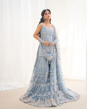 Rua by Faiza Saqlain Embroidered Net Unstitched 3Pc Suit - OYA