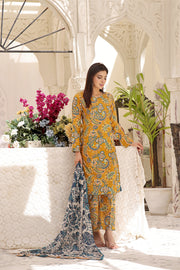 Feathers Premium Printed Lawn Unstitched 3Pc Suit PANSY-FT383