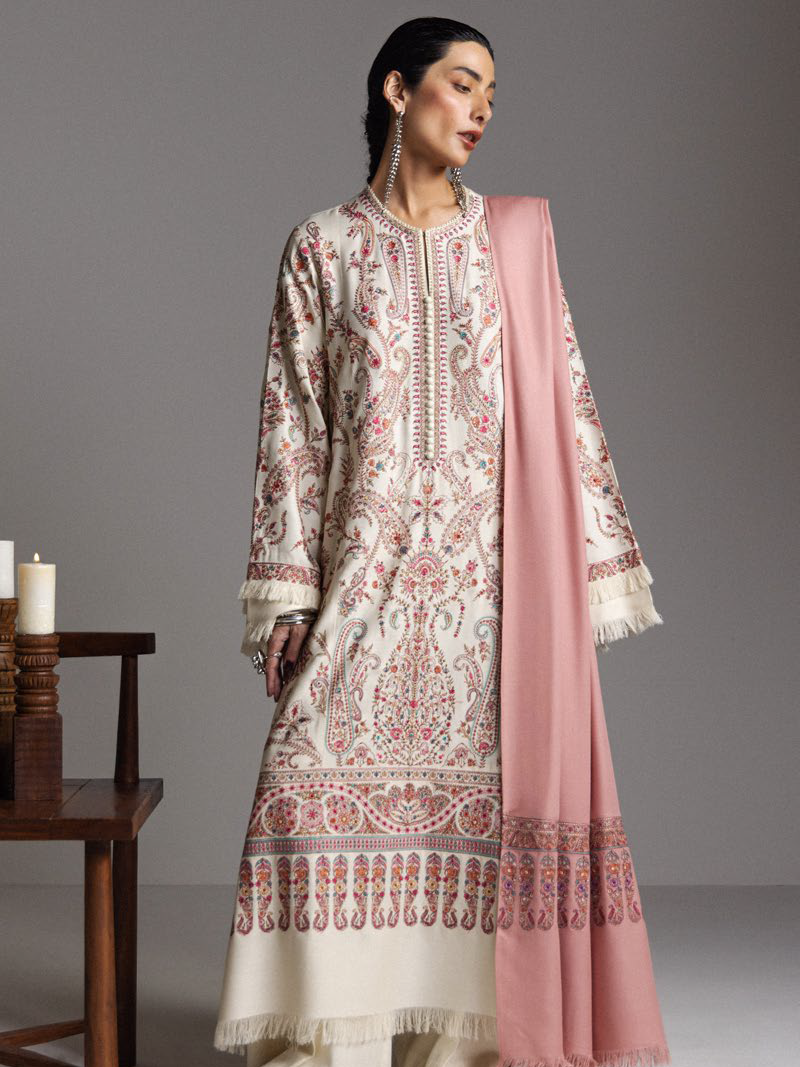 Zara Shahjahan Saraab Embroidered Marina Unstitched 3Pc Suit - PASHM