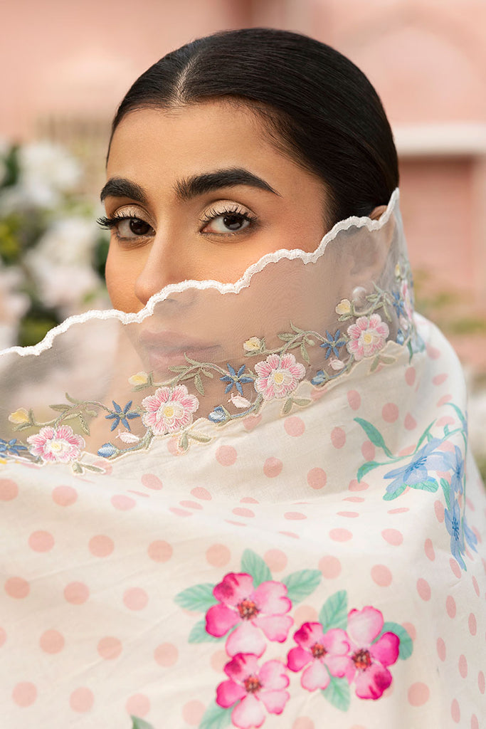 Cross Stitch Premium Embroidered Lawn Unstitched 3Pc Suit - PASTEL BLOOM
