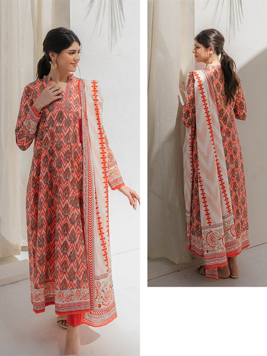 Zellbury Unstitched Printed Lawn 3 Piece Suit WUS23X30328