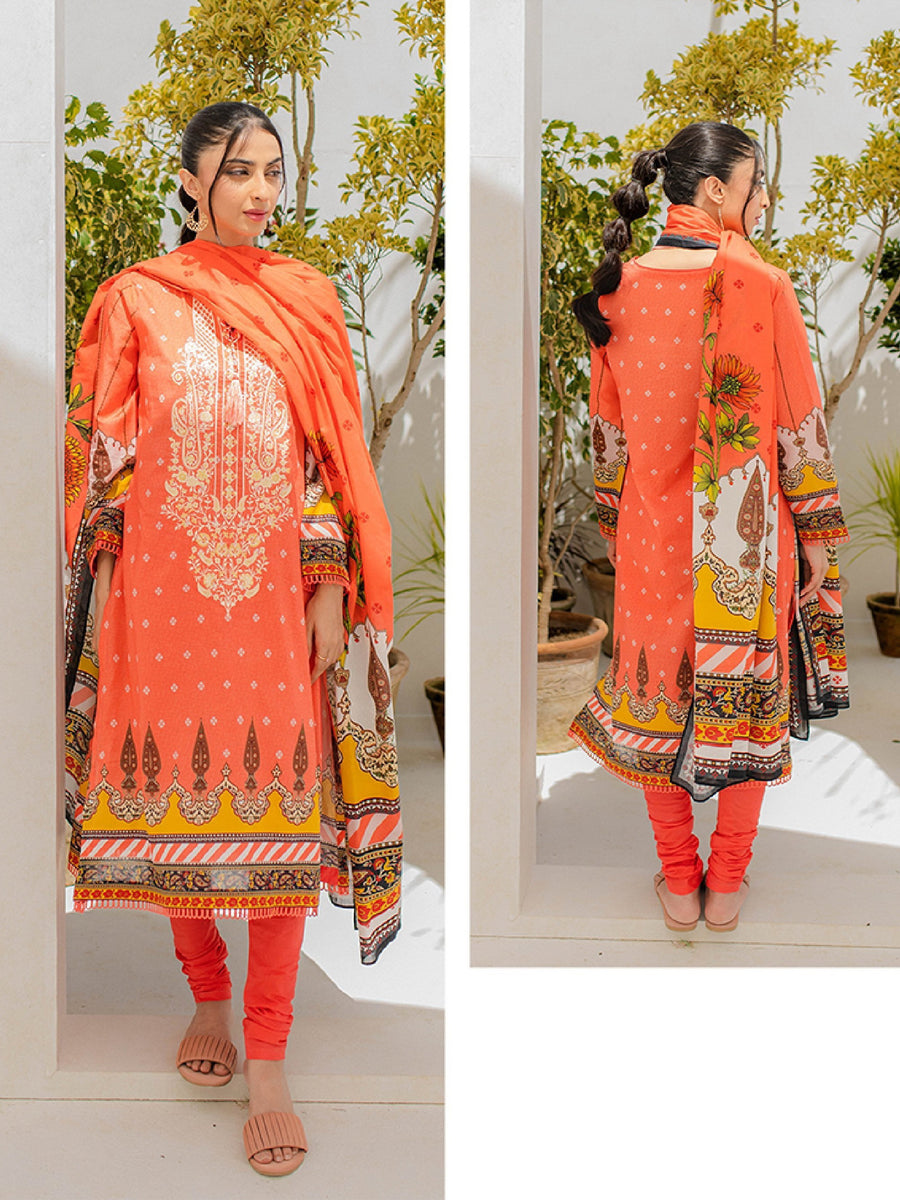 Zellbury Unstitched Embroidered Lawn 3 Piece Suit WUS23E30354