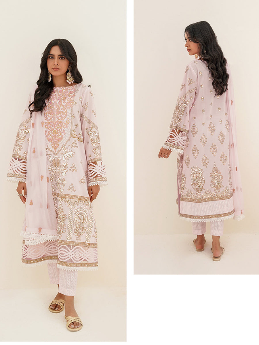 Zellbury Signature Unstitched Embroidered Lawn 3Pc Suit WUS23E30567