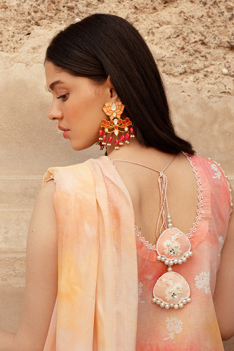 Cross Stitch Premium Embroidered Lawn Unstitched 3Pc Suit D-15 Peach Blush
