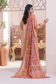 Feathers Digital Printed Khaddar Unstitched 3Pc Suit PEACH GARNET-FT150