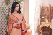 Feathers Digital Printed Khaddar Unstitched 3Pc Suit PEACH GARNET-FT150