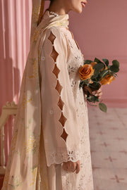 Cross Stitch Premium Embroidered Lawn Unstitched 3Pc Suit - PEACH PARFAIT