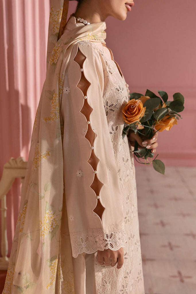 Cross Stitch Premium Embroidered Lawn Unstitched 3Pc Suit - PEACH PARFAIT