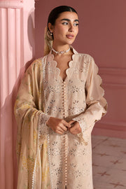Cross Stitch Premium Embroidered Lawn Unstitched 3Pc Suit - PEACH PARFAIT