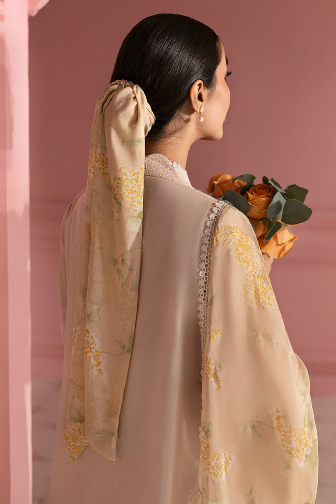 Cross Stitch Premium Embroidered Lawn Unstitched 3Pc Suit - PEACH PARFAIT