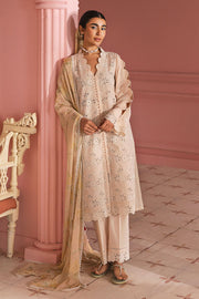 Cross Stitch Premium Embroidered Lawn Unstitched 3Pc Suit - PEACH PARFAIT