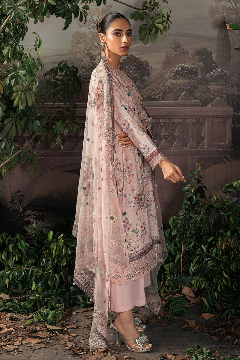 Cross Stitch Luxe Atelier Unstitched Silk 3Pc Suit - PINK CARNATION