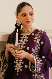 Cross Stitch Eid Lawn Unstitched Embroidered 3Pc Suit D-13 Plum Grain