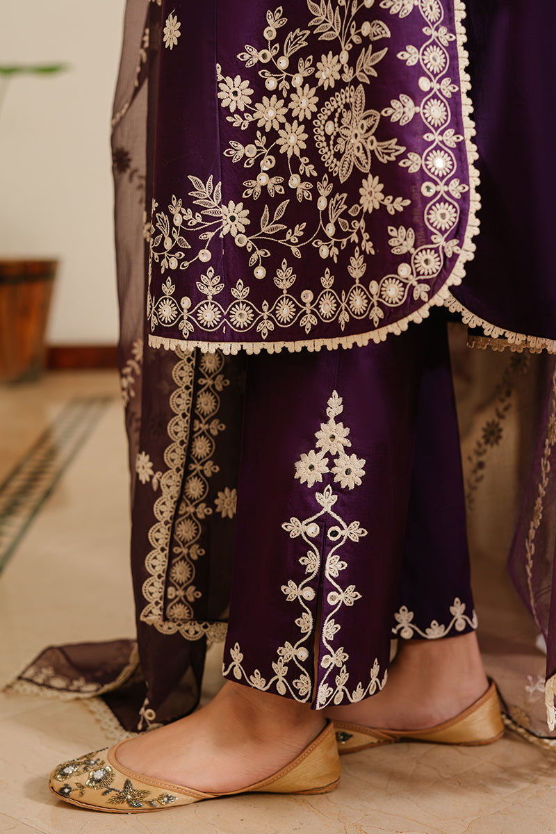 Cross Stitch Eid Lawn Unstitched Embroidered 3Pc Suit D-13 Plum Grain
