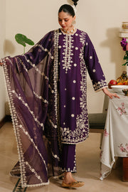 Cross Stitch Eid Lawn Unstitched Embroidered 3Pc Suit D-13 Plum Grain