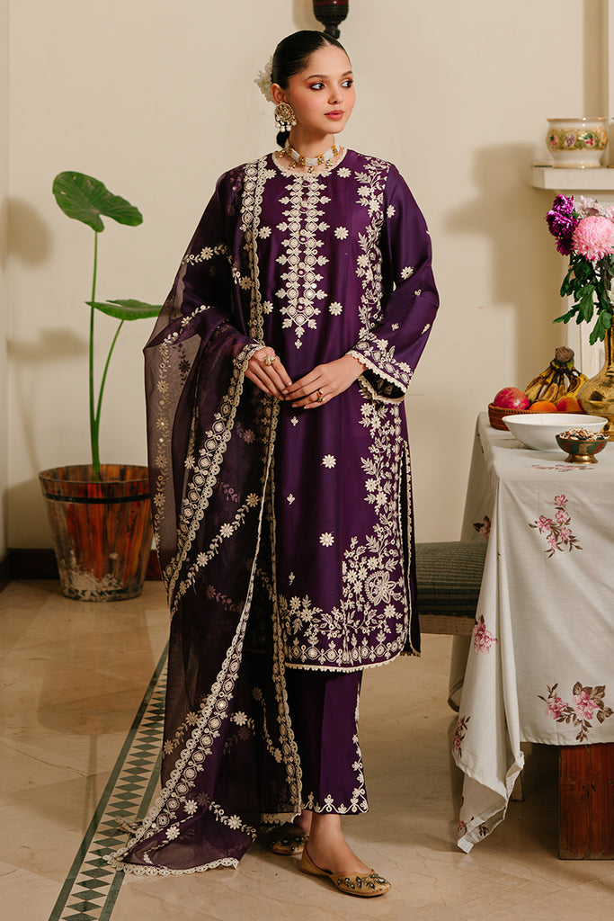 Cross Stitch Eid Lawn Unstitched Embroidered 3Pc Suit D-13 Plum Grain