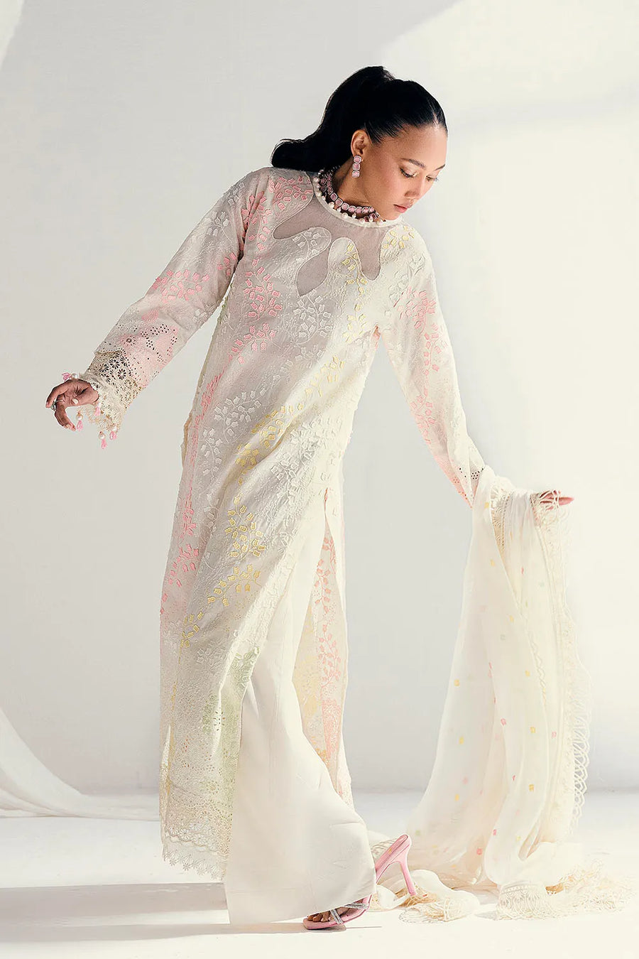 Gul Ahmed Chikankari Embroidered Lawn Unstitched 3Pc Suit PM-52047