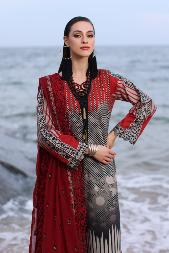 Charizma Print Melody Embroidered Lawn Unstitched 3Pc Suit PM4-04